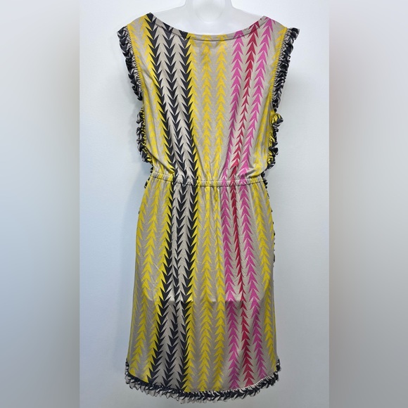 Marc by Marc Jacobs Chevron Stripe Ruffle Dress Colorful Sleeveless Size XS - Picture 7 of 10